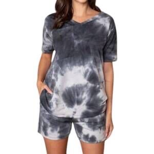 NEW ELDRIDGE ellie tie dye short set in charcoal